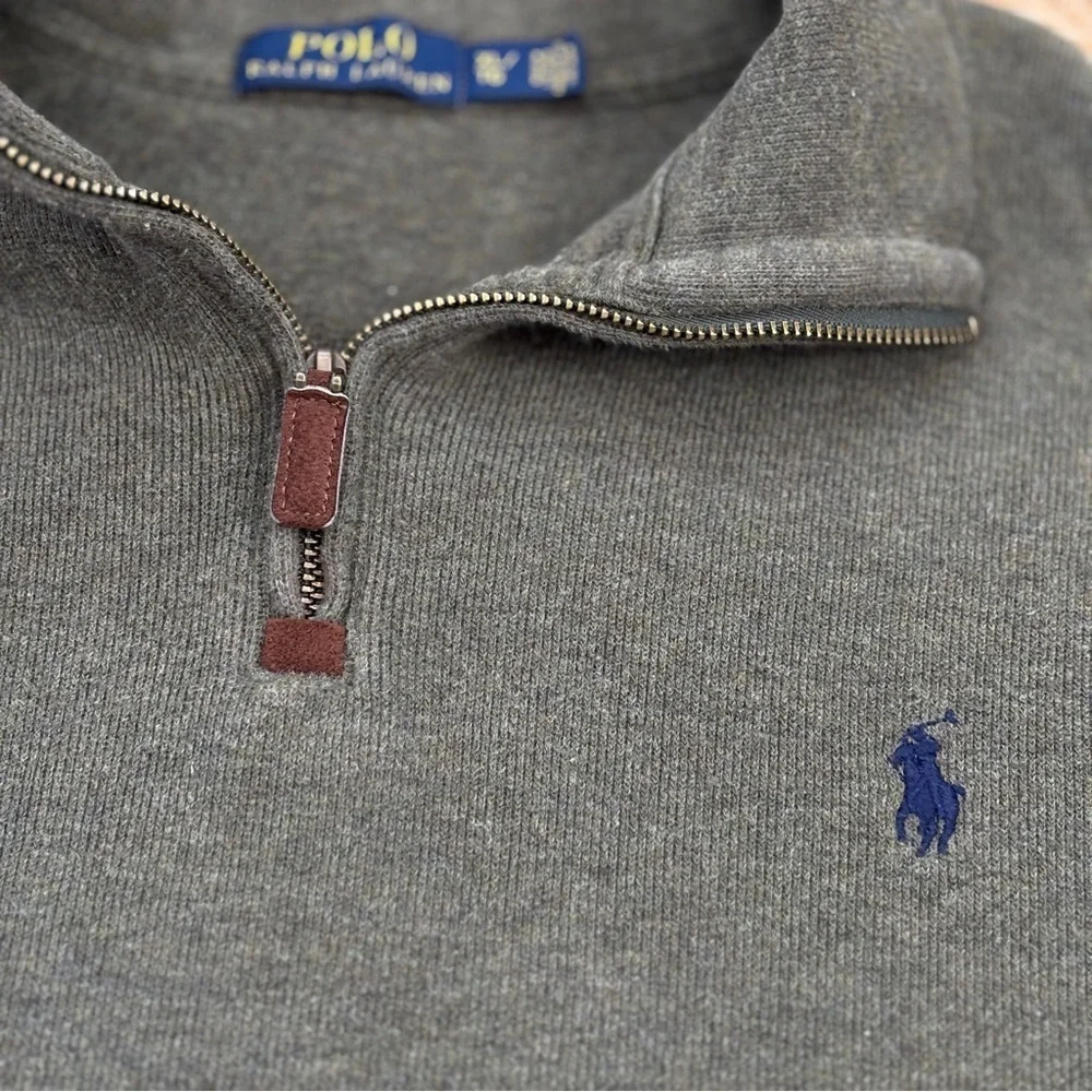 Polo Ralph Lauren Sweater Mens X-Large Estate Rib Green 1/4 Zip Cotton Pony Logo